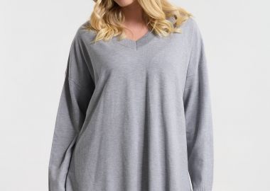 Μπλούζα Πλεκτή Oversized Με V Λαιμόκοψη -  - 