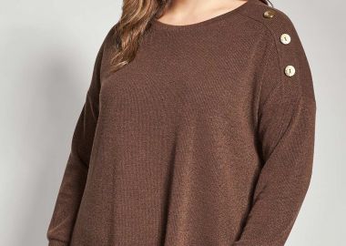 Μπλούζα πλεκτή σε άνετη γραμμή με κουμπιά -  - 