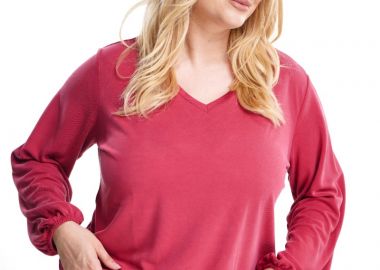 Μπλούζα plus size cupro με κορδόνι σε ροδί χρώμα -  - 