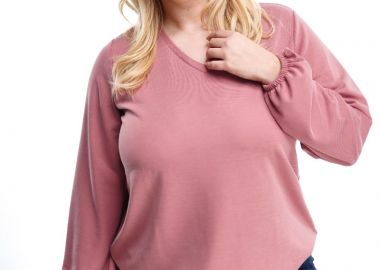 Μπλούζα plus size cupro με κορδόνι σε σάπιο μήλο χρώμα -  - 