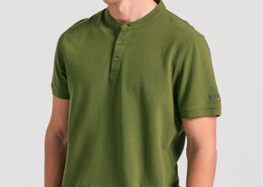 Μπλούζα polo με λαιμό mao και κέντημα στο μανίκι - FUNKY BUDDHA - 