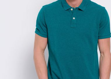 Μπλούζα polo σε μελανζέ ύφασμα - FUNKY BUDDHA - 