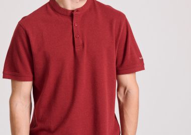 Μπλούζα polo σε μελανζέ ύφασμα με λαιμό mao - FUNKY BUDDHA - 