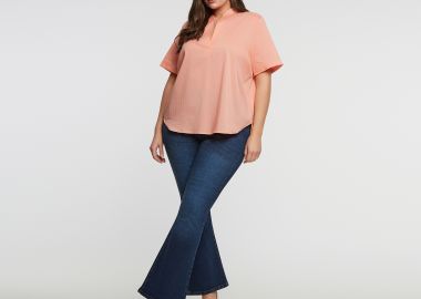 Μπλούζα ποπλίνα basic με V-λαιμόκοψη - MAT FASHION - 