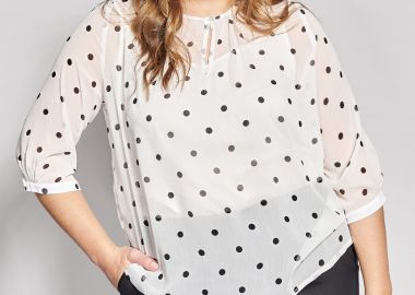 Μπλούζα πουά από ημιδιάφανο chiffon -  - 