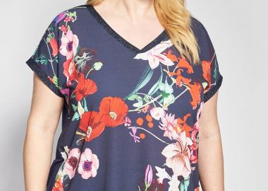 Μπλούζα σατέν εμπριμέ φλοράλ όψη -  - 