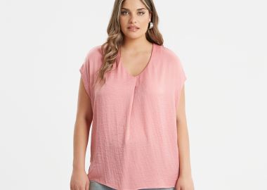 Μπλούζα σατέν με πιέτα - MAT FASHION - 