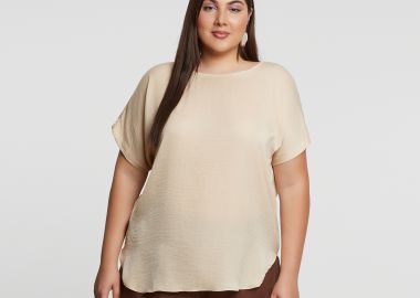 Μπλούζα σατέν με στρογγυλή λαιμόκοψη - MAT FASHION - 