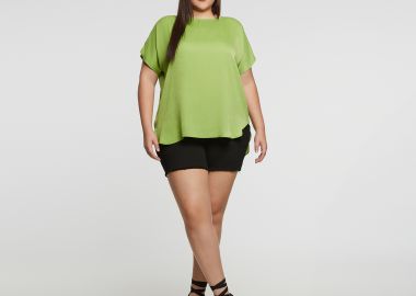 Μπλούζα σατέν με στρογγυλή λαιμόκοψη - MAT FASHION - 