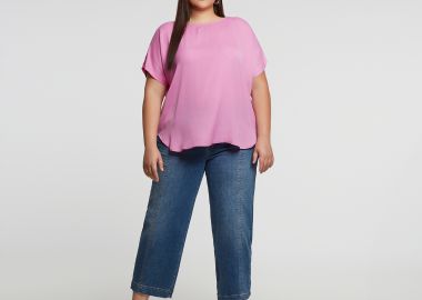 Μπλούζα σατέν με στρογγυλή λαιμόκοψη - MAT FASHION - 