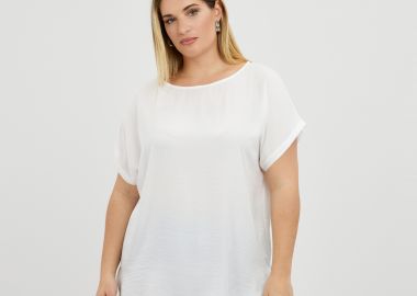 Μπλούζα σατέν με στρογγυλή λαιμόκοψη - MAT FASHION - 