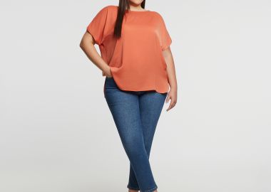 Μπλούζα σατέν με στρογγυλή λαιμόκοψη - MAT FASHION - 