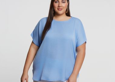 Μπλούζα σατέν με στρογγυλή λαιμόκοψη - MAT FASHION - 