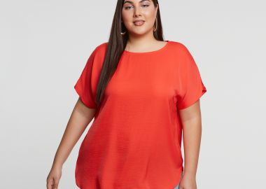 Μπλούζα σατέν με στρογγυλή λαιμόκοψη - MAT FASHION - 