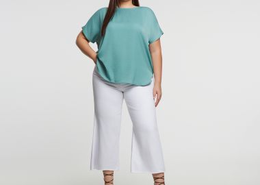 Μπλούζα σατέν με στρογγυλή λαιμόκοψη - MAT FASHION - 