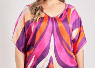 Μπλούζα σατινέ σε εμπριμέ abstract μοτίβο -  - 