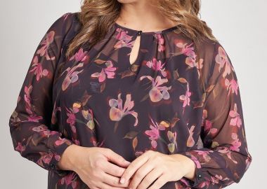 Μπλούζα σιφόν με φλοράλ τύπωμα -  - 