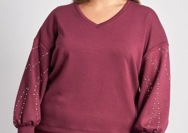 Μπλούζα soft touch με V και τρουκ στα μανίκια -  - 