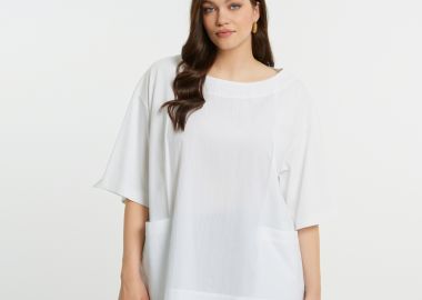 Μπλούζα t-shirt βαμβακερή με ποπλίνα - MAT FASHION - 