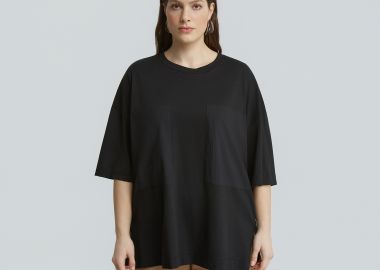 Μπλούζα t-shirt βαμβακερή με τσέπες από ποπλίνα - MAT FASHION - 