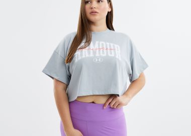 Μπλούζα UA Heavyweight Scripted Wordmark Crop Short Sleeve - UNDER ARMOUR - 