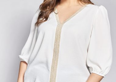 Μπλούζα washed ανάγλυφο με διακοσμητική τρέσα πλεκτή -  - 