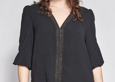 Μπλούζα washed ανάγλυφο με διακοσμητική τρέσα πλεκτή -  - 