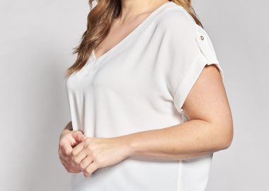 Μπλούζα washed κοντομάνικη με κουμπί -  - 