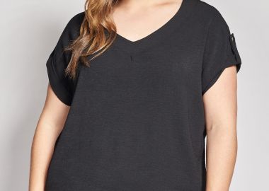 Μπλούζα washed κοντομάνικη με κουμπί -  - 