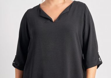 Μπλούζα washed με γυριστά μανίκια -  - 