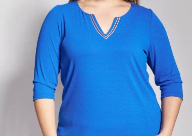 Μπλούζα ζέρσεϊ με V με κεντημένη τρέσα -  - 