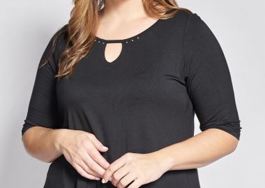 Mπλούζα ζέρσευ με άνοιγμα keyhole -  - 