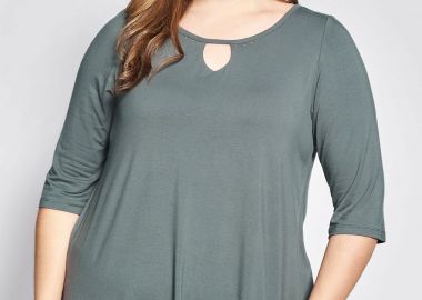 Mπλούζα ζέρσευ με άνοιγμα keyhole -  - 