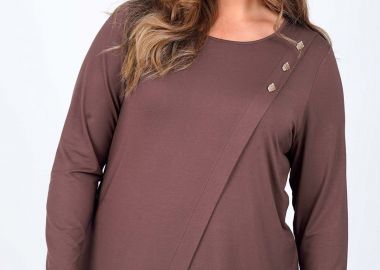 Μπλούζα ζέρσεϋ βαμβακερή με ασύμμετρο σχέδιο -  - 