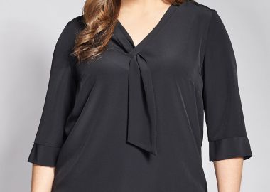 Μπλούζα ζωρζέτα με γραβάτα και τρουακάρ μανίκια. -  - 