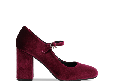 Μπορντώ γόβα με μπαρέτα βελούδινη - MIGATO - 