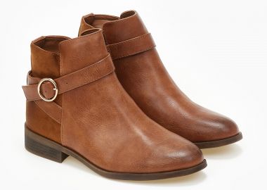 Μποτάκι αστραγάλου δερματίνη - Κάμελ - Issue - 