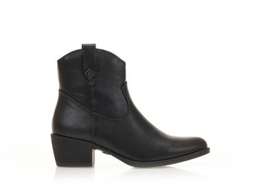 Μποτάκια cowboy μαύρα ΜΑΥΡΟ - Tsoukalas - 