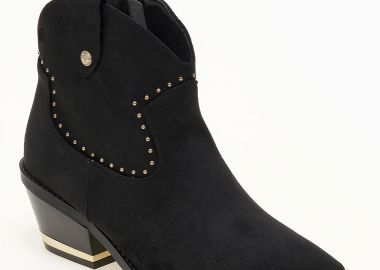 Μποτάκια cowboy με χρυσές λεπτομέρειες - Μαύρο - Issue - 
