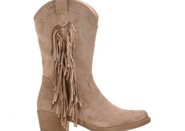 Μποτάκια cowboy με κρόσια και τρουκς ΠΟΥΡΟ - Tsoukalas - 