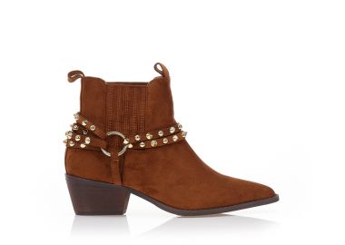 Μποτάκια cowboy με τρουκς καφέ ΚΑΜΕΛ - Tsoukalas - 