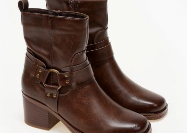 Μποτάκια cowboy σε καρέ γραμμή - Καφέ - Issue - 