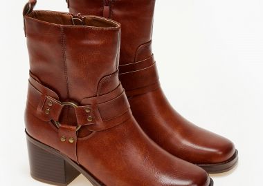 Μποτάκια cowboy σε καρέ γραμμή - Κάμελ - Issue - 