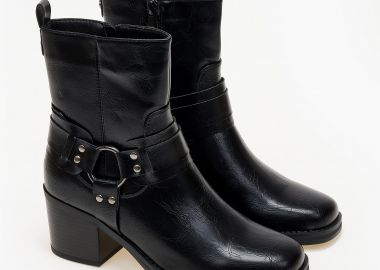 Μποτάκια cowboy σε καρέ γραμμή - Μαύρο - Issue - 