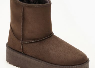 Μποτάκια δίσολα με γούνα - Καφέ - Issue - 