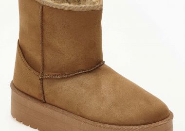 Μποτάκια δίσολα με γούνα - Κάμελ - Issue - 