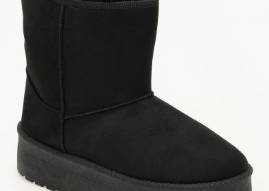 Μποτάκια δίσολα με γούνα - Μαύρο - Issue - 