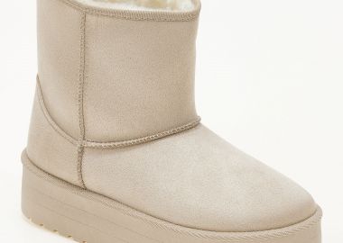 Μποτάκια δίσολα με γούνα - Μπεζ - Issue - 