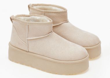 Μποτάκια δίσολα με γούνα - Μπεζ - Issue - 