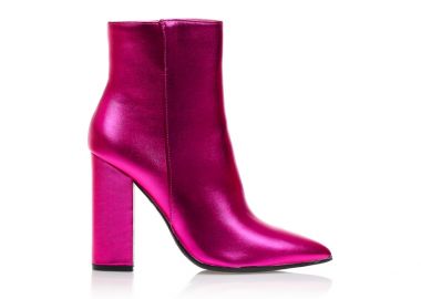Μποτάκια φούξια δερματίνη μυτερά με φερμουάρ ΦΟΥΞΙΑ - Tsoukalas - 